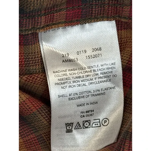 Columbia Men's XL Cornell Woods Flannel Shirt Orange Plaid Cotton Stretch - Picture 5 of 6